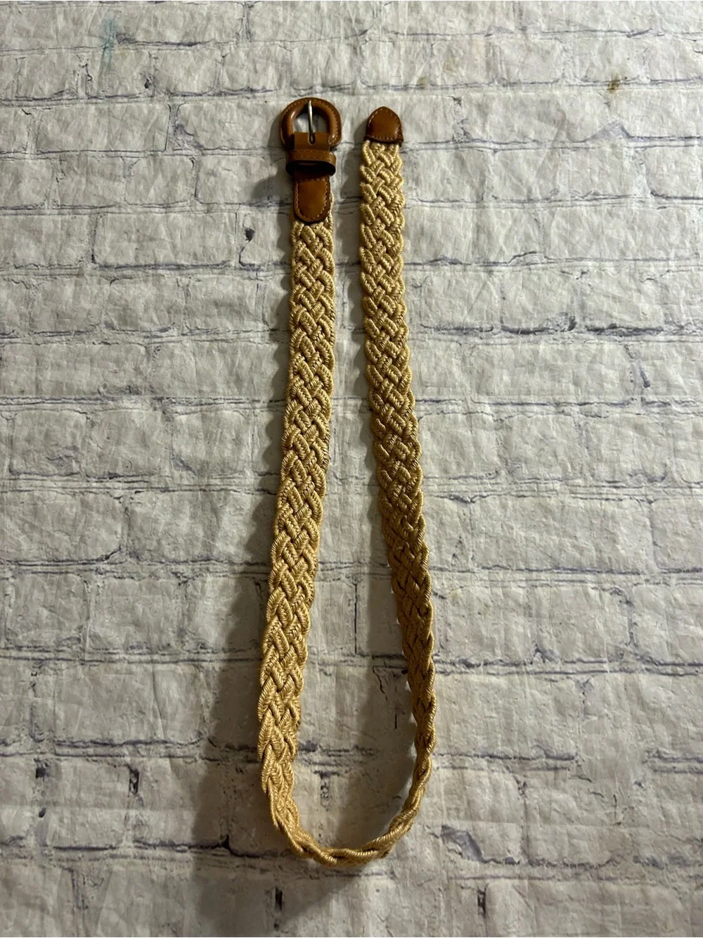 NINE WEST METALLIC COPPER BRONZE VEGAN & VTG BROWN WITH NATURAL WOVEN BELTS
